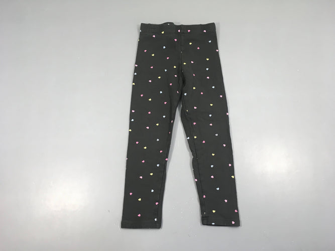 Legging épais gris foncé coeurs couleurs, moins cher chez Petit Kiwi
