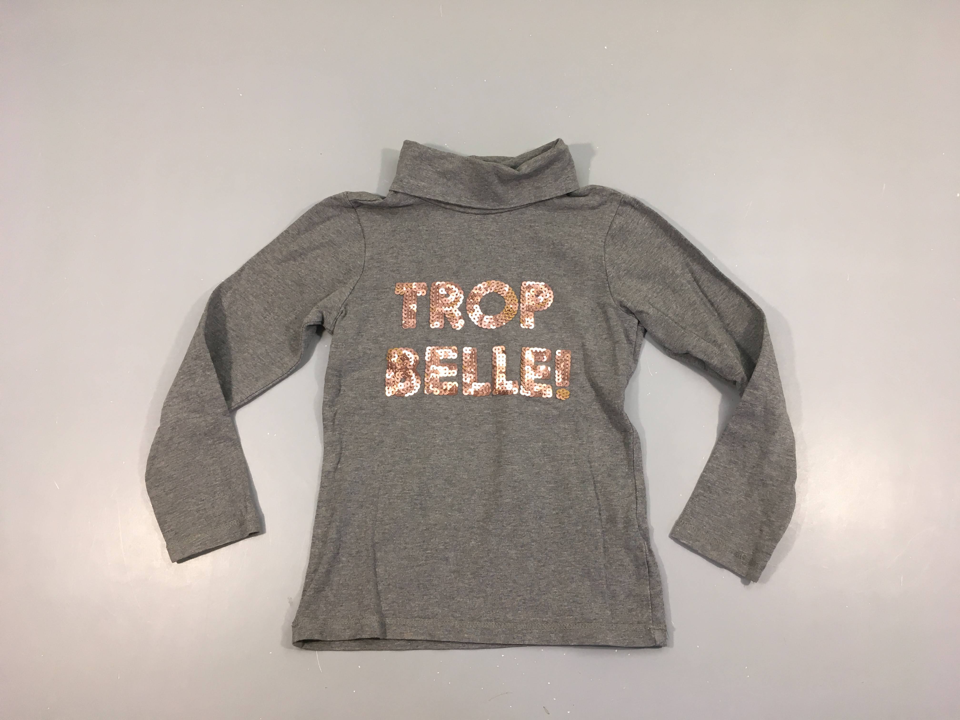 T-shirt m.l col roulé gris chiné Trop belle! sequins