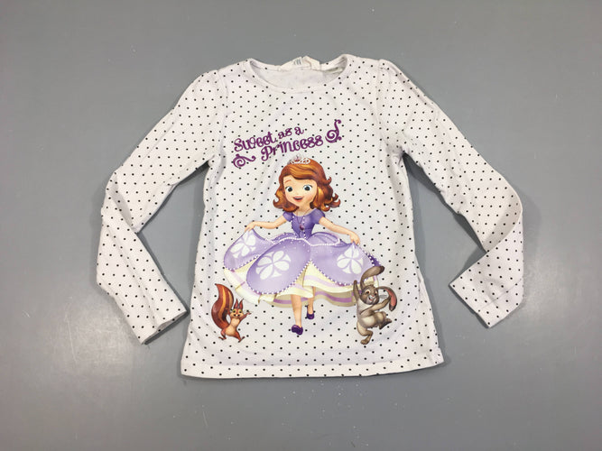 T-shirt m.l blanc pois noirs Princesse Sofia, moins cher chez Petit Kiwi