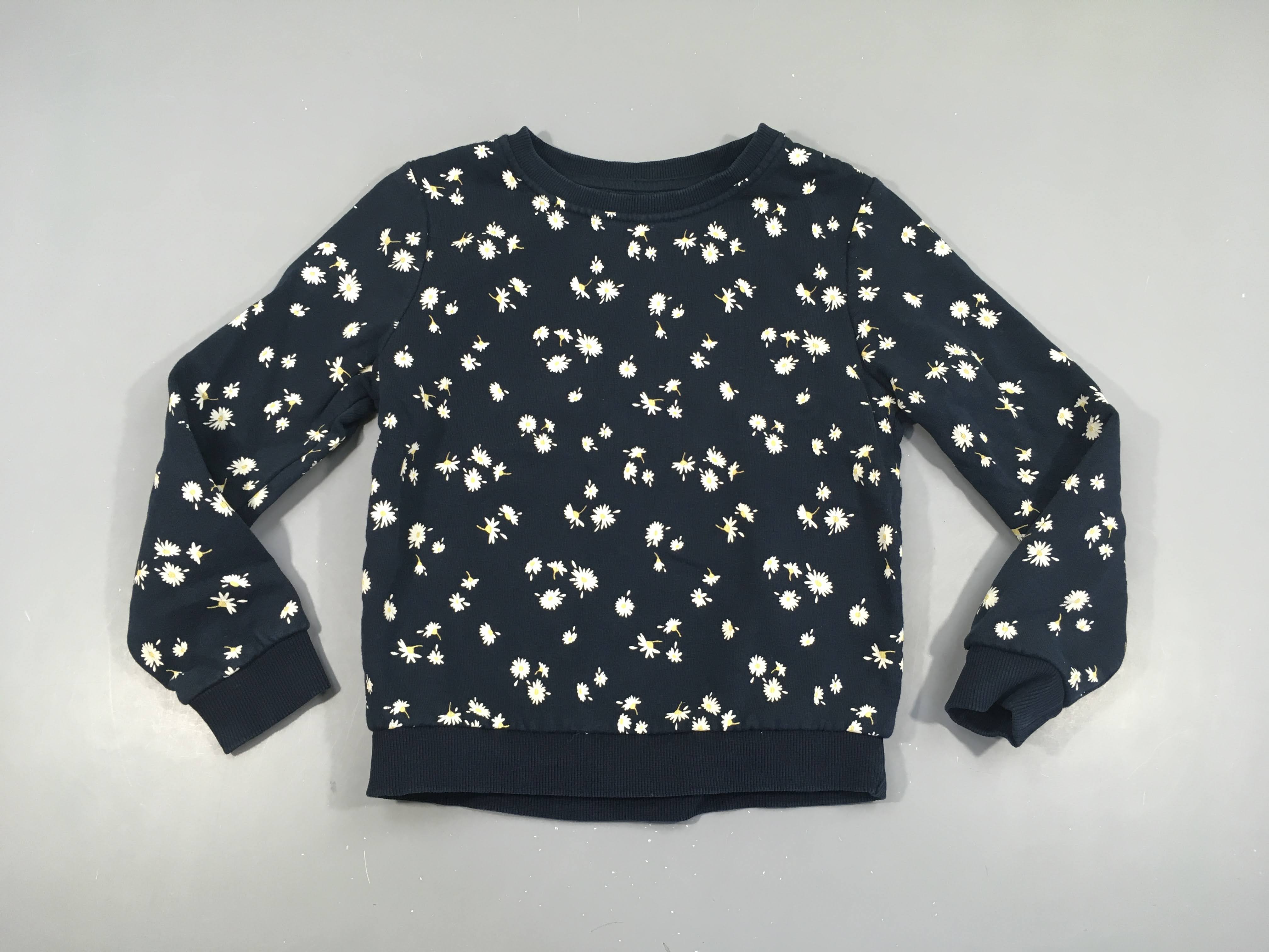 Sweat bleu foncé paquerettes