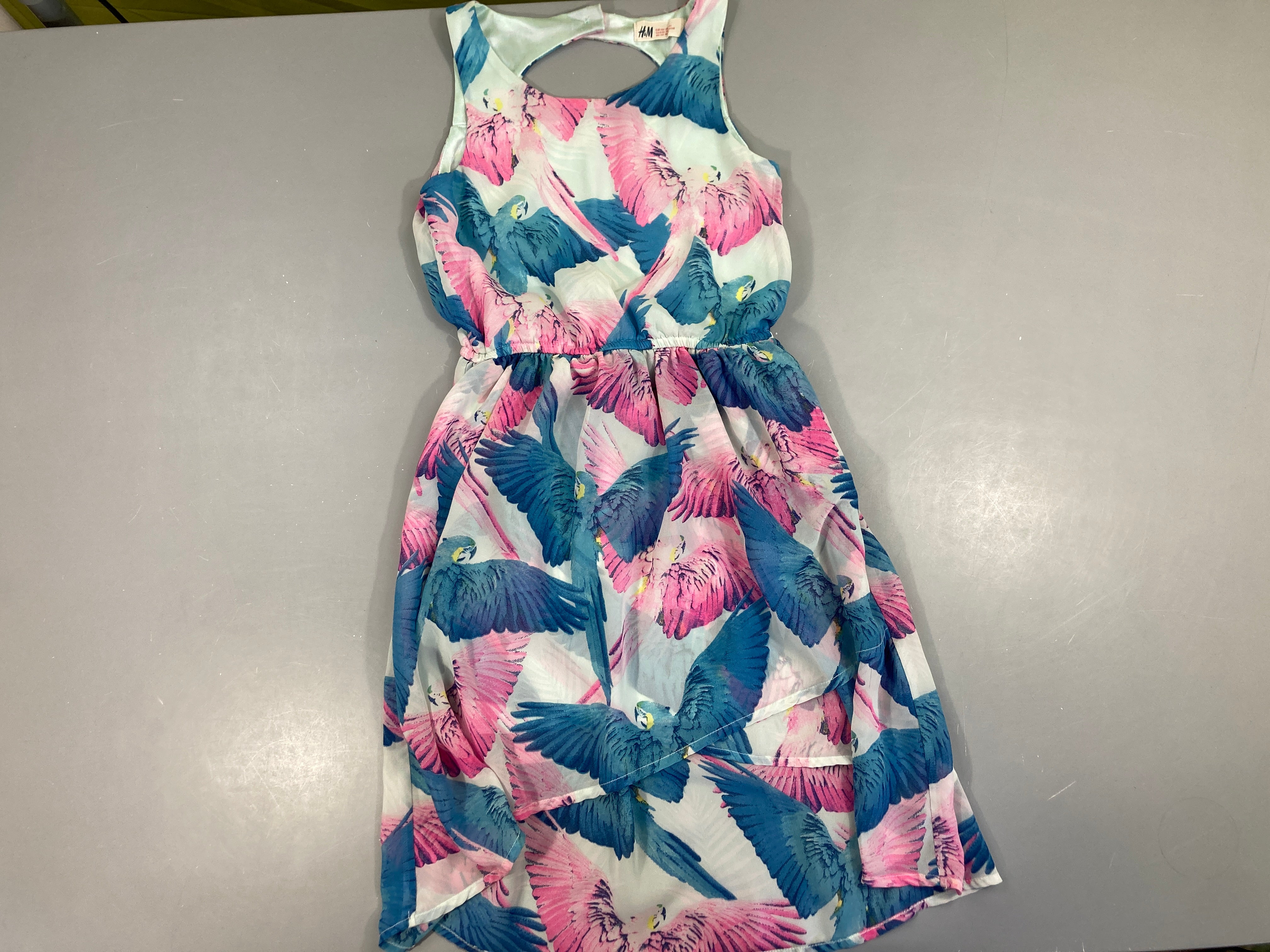 Robe s.m voile bleu clair perroquets