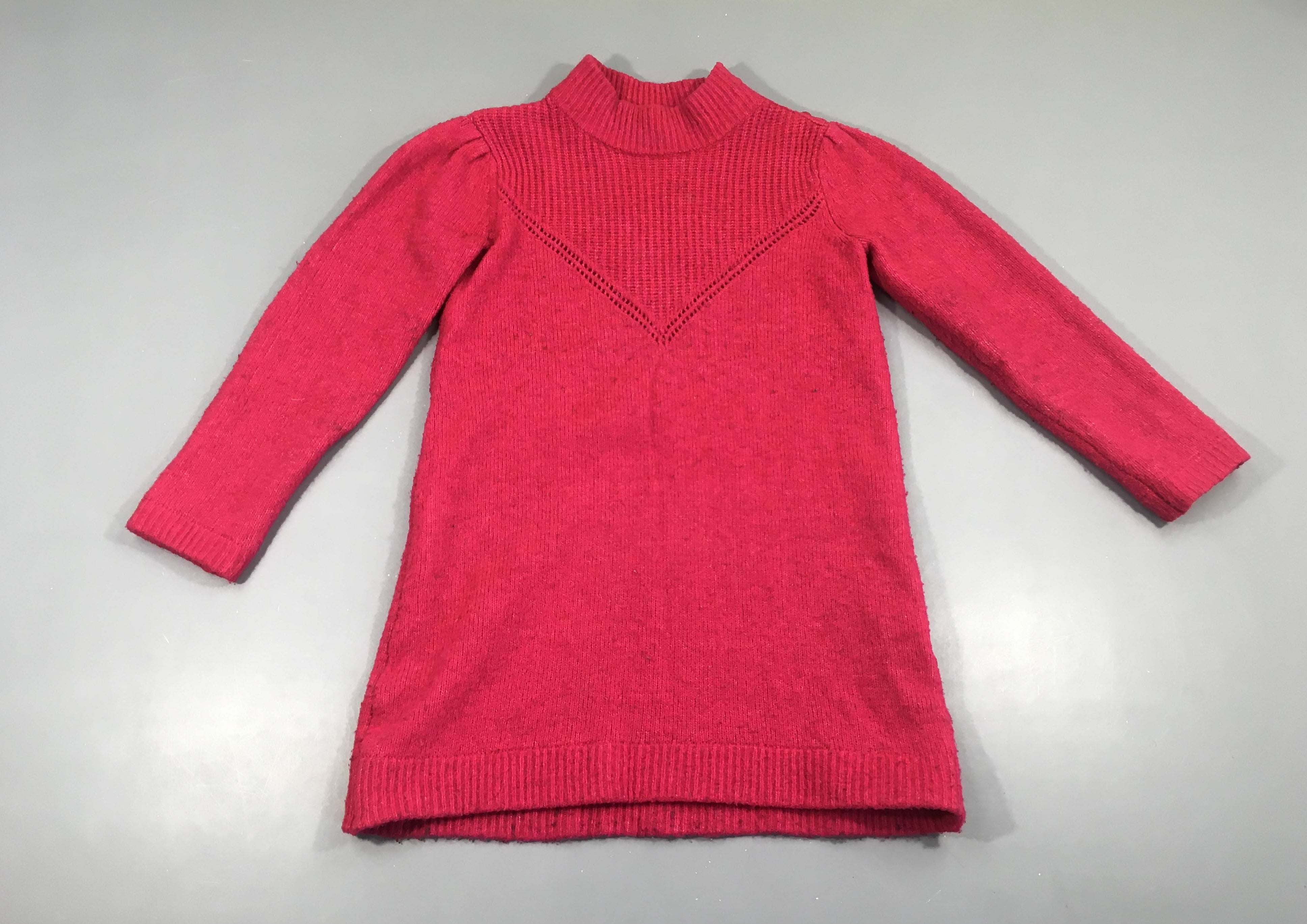 Robe pull col roulé m.l fuchsia boulochée