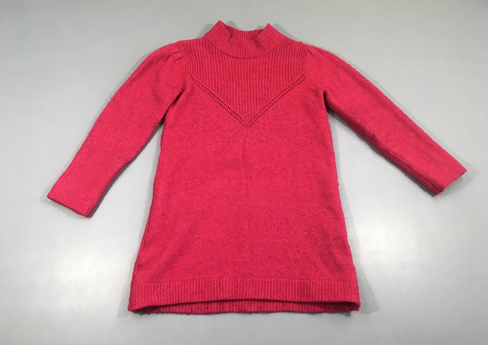 Robe pull col roulé m.l fuchsia boulochée, moins cher chez Petit Kiwi