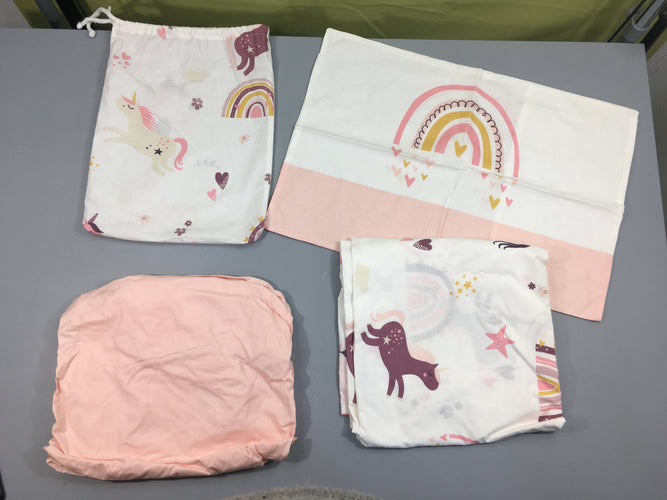 Set de parure de lit pour matelas 70-140cm Taie+drap housse + Housse de couette, moins cher chez Petit Kiwi