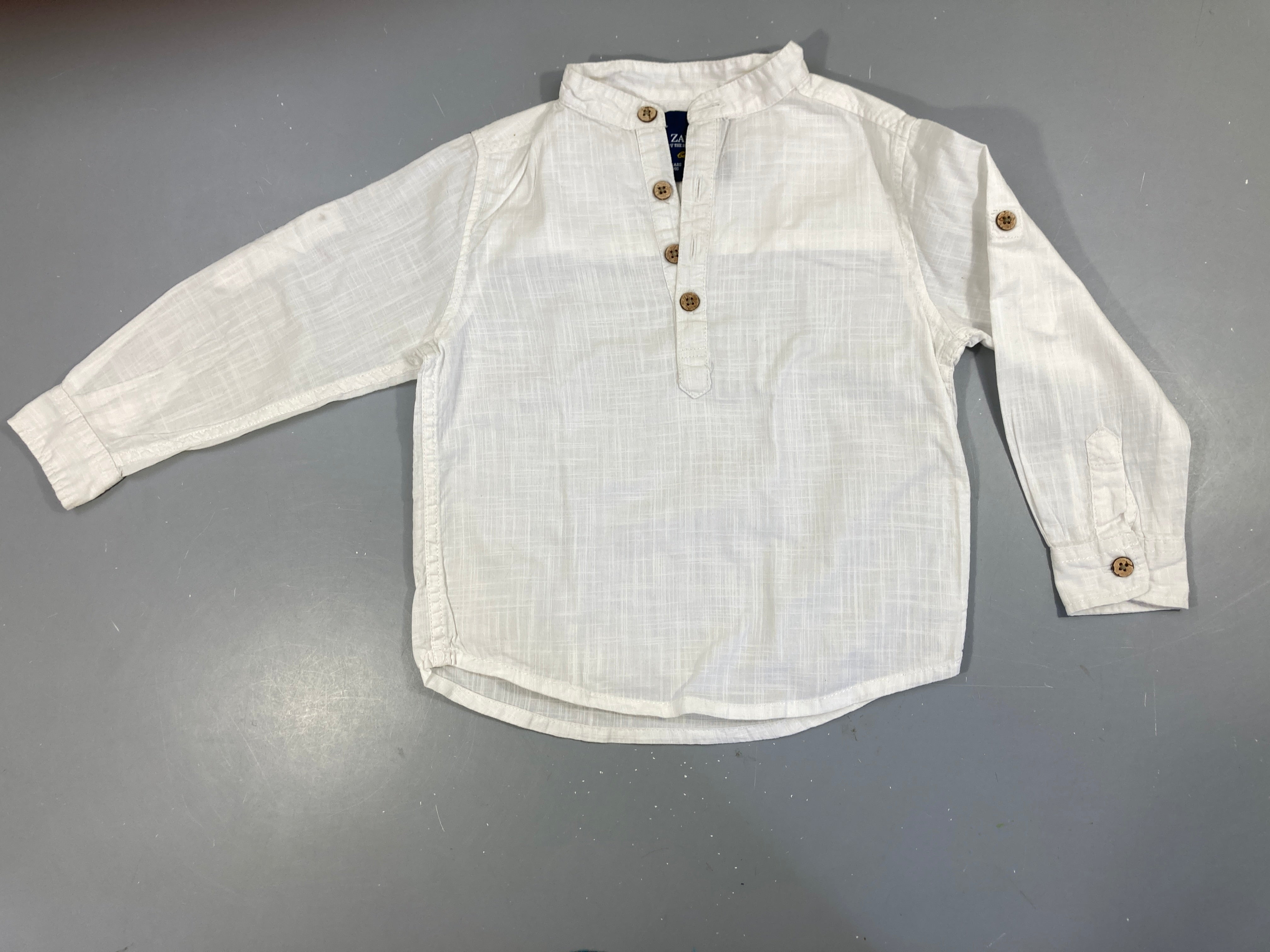 Chemise m.l blanche col mao