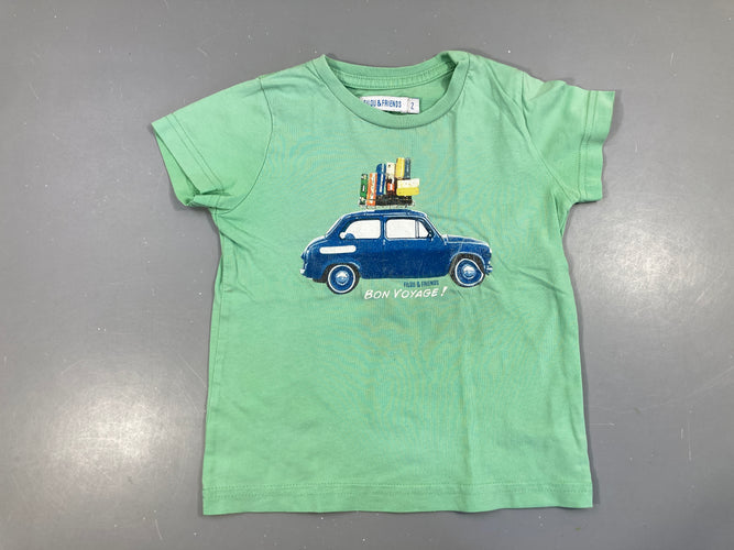 T-shirt m.c vert voiture, moins cher chez Petit Kiwi