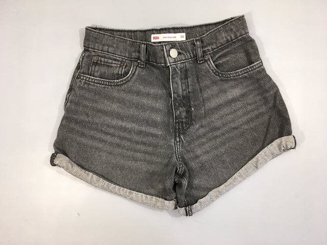 Short mom en jean noir revers, moins cher chez Petit Kiwi