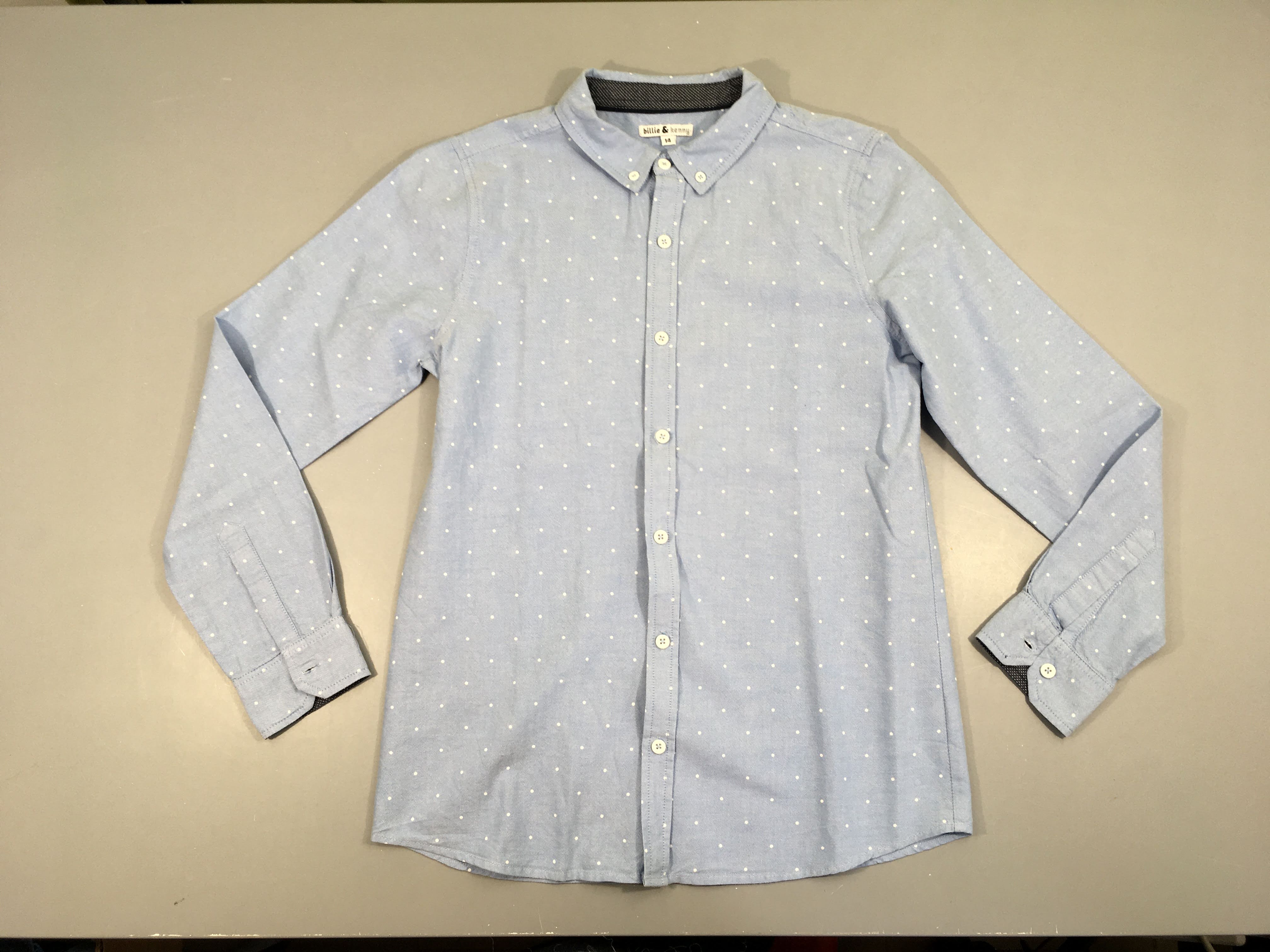 Chemise m.l bleue pois blancs