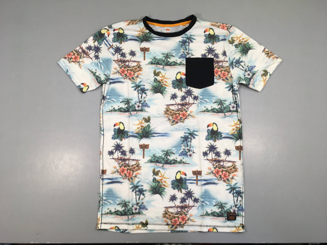 T-shirt m.c blanc palmier poche-Légèrement bouloché, moins cher chez Petit Kiwi