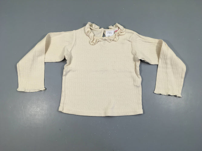 T-shirt m.l écru ajouré froufrous, moins cher chez Petit Kiwi