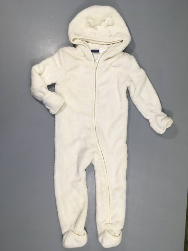 Surpyjama blanc peluche à capuche, moins cher chez Petit Kiwi