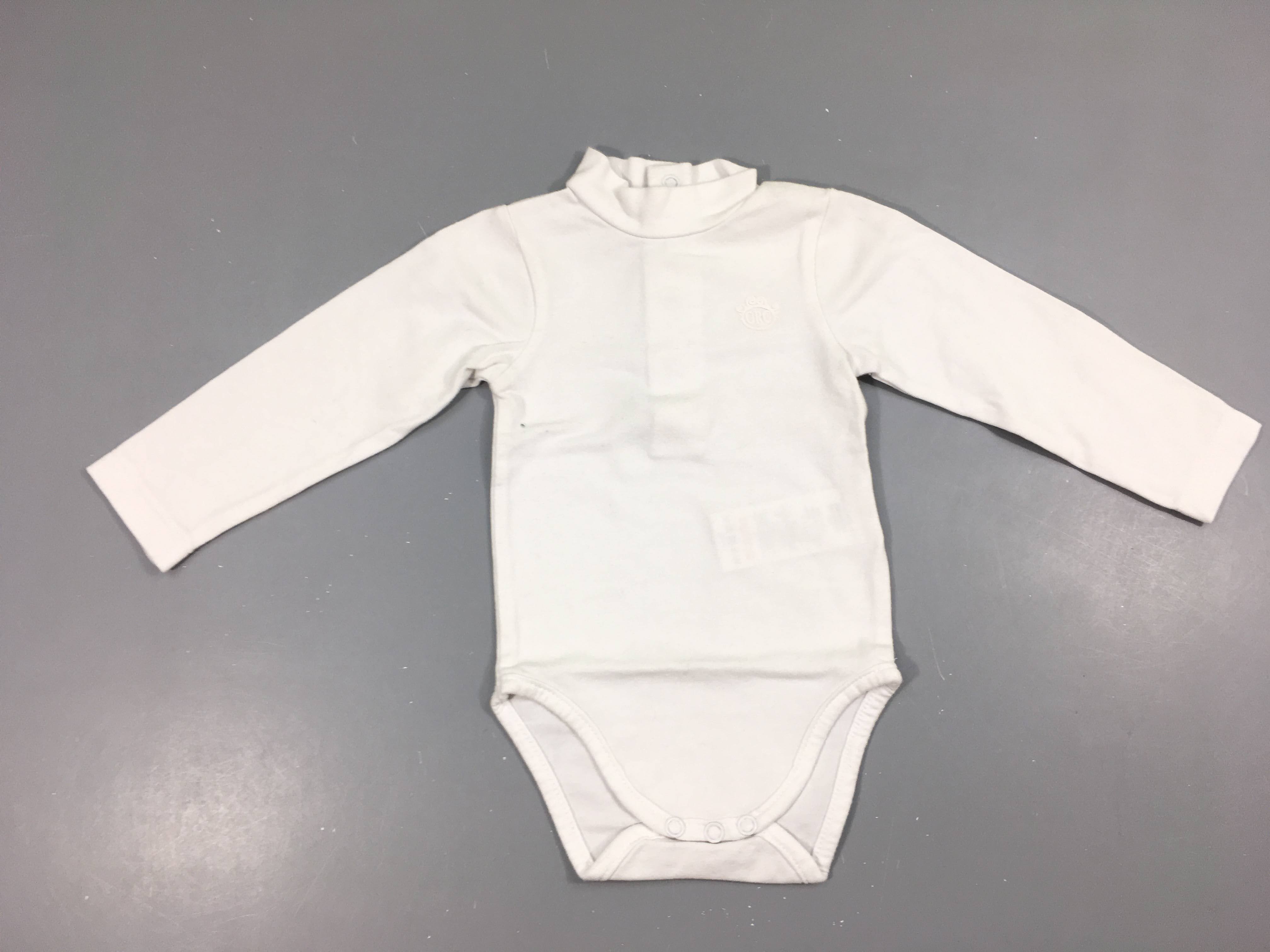 Body m.l blanc col roulé, très légèrement bouloché