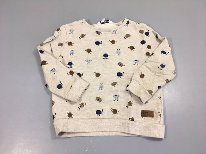 Sweat beige bonhommes, moins cher chez Petit Kiwi