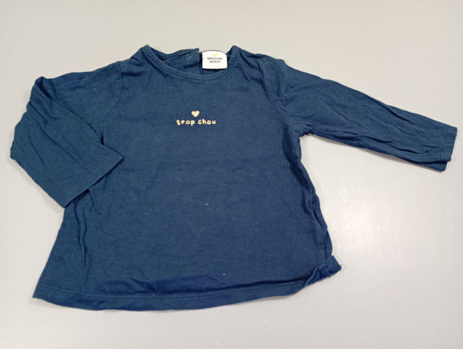 T-shirt m.l bleu marine "trop chou", moins cher chez Petit Kiwi