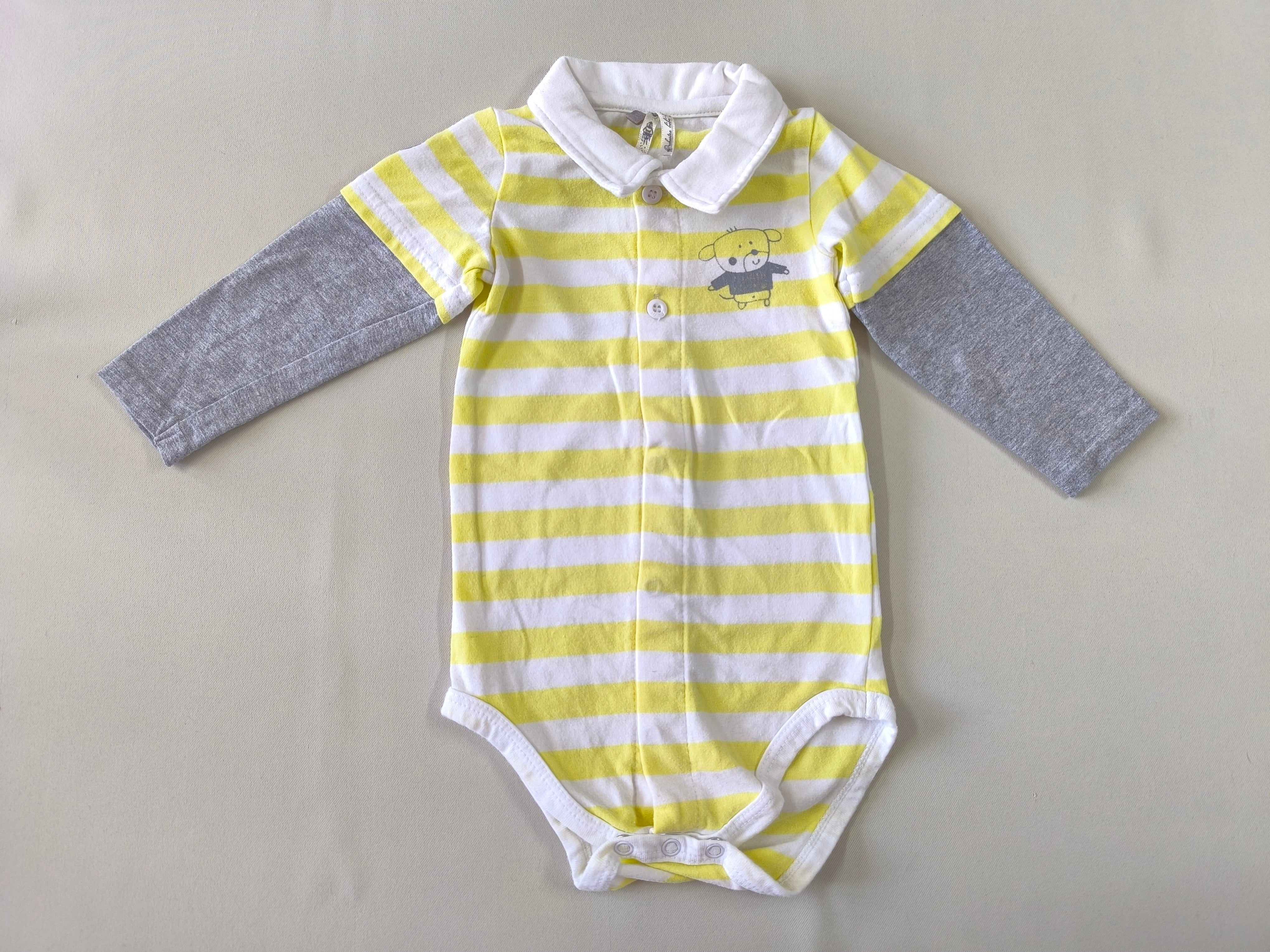 Body m.l rayé blanc/jaune boutons sur le devant col