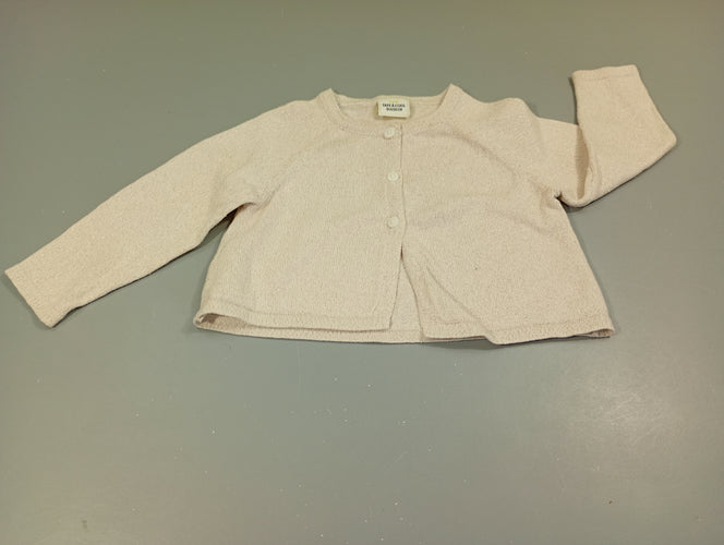 Gilet beige clair  avec fils dorés, moins cher chez Petit Kiwi