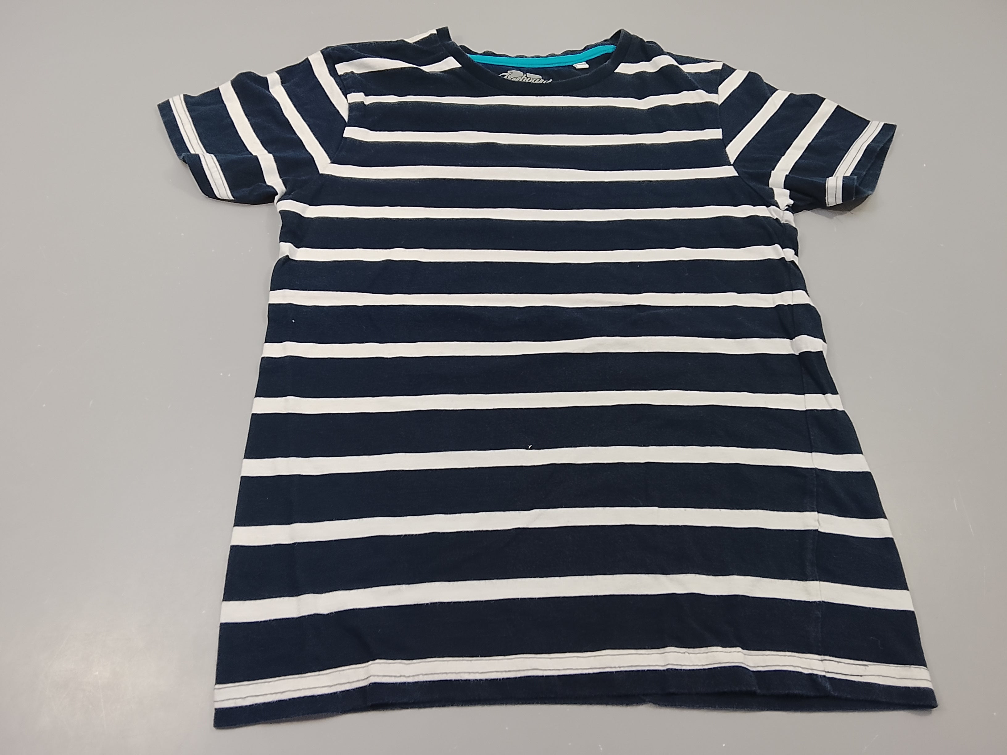T-shirt m.c bleu marine rayé blanc