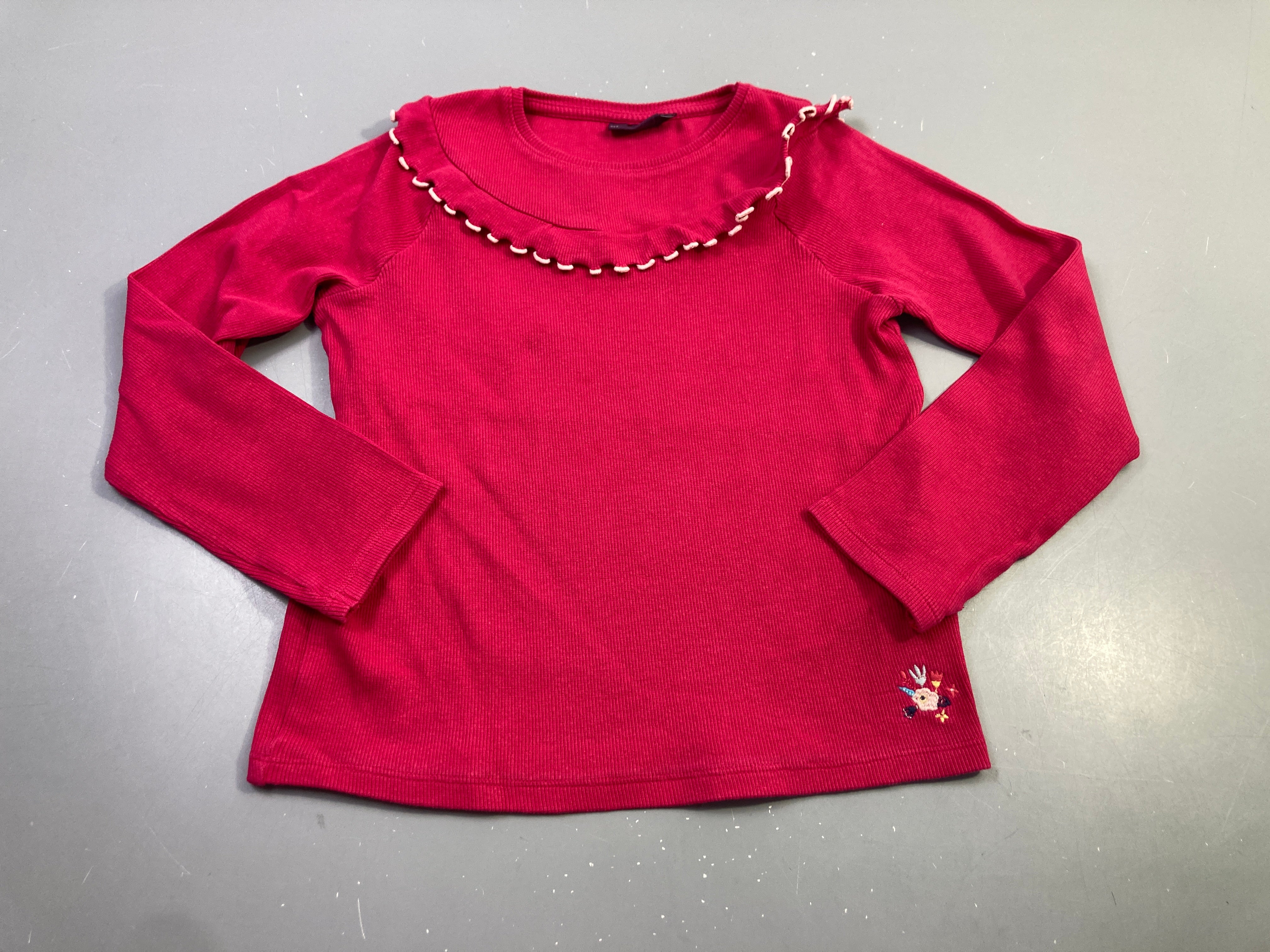T-shirt m.l rose fuchsia côtelé , grand col