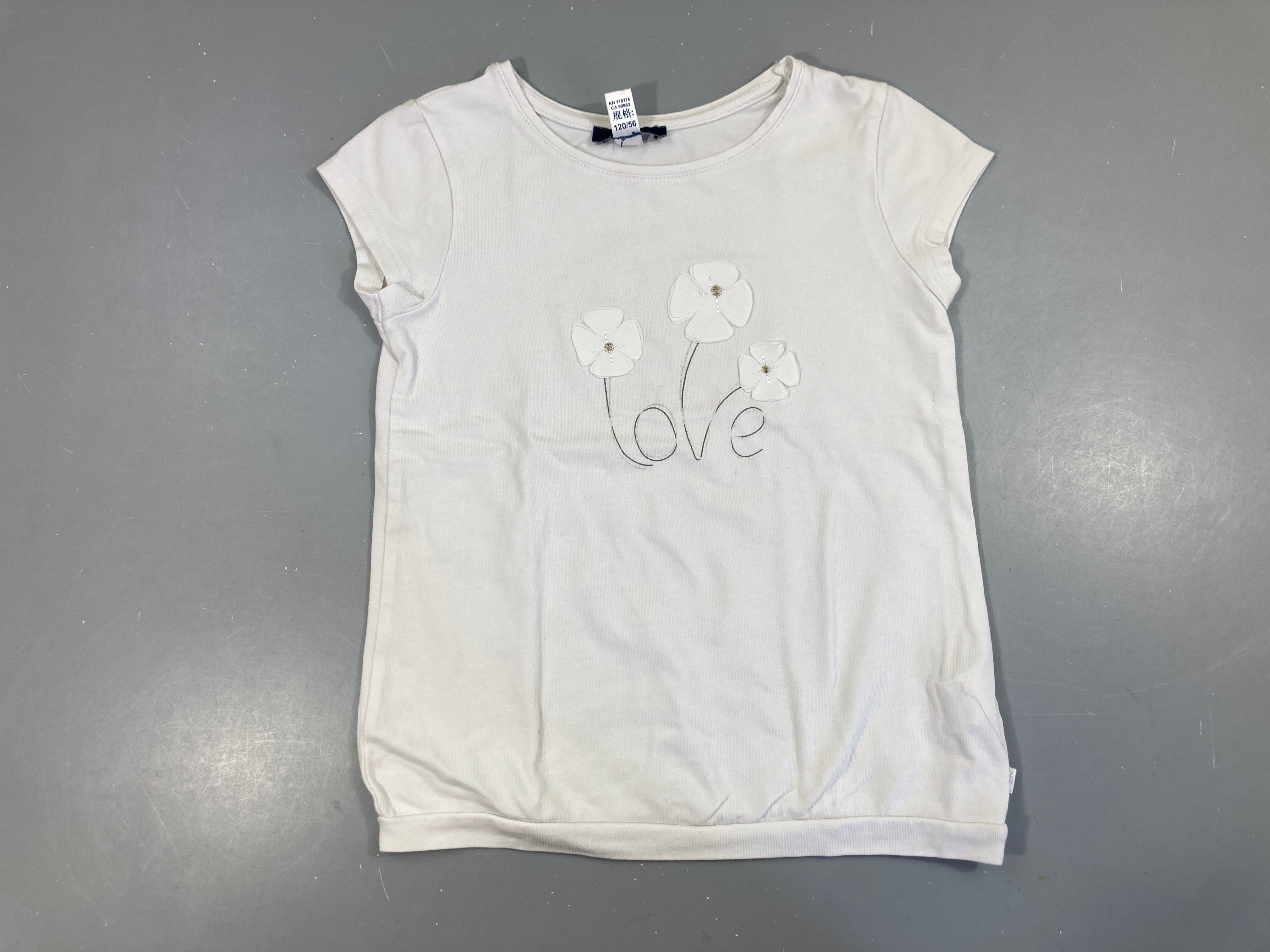 T-shirt m.c blanc fleurs tulles