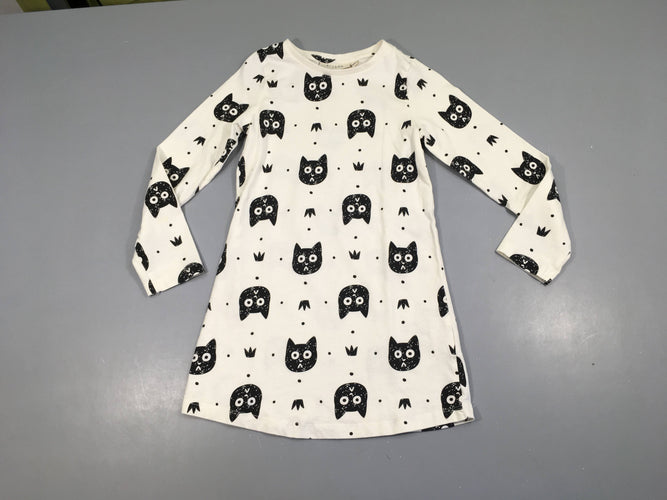 Robe m.l blanc cassé chats noirs, moins cher chez Petit Kiwi