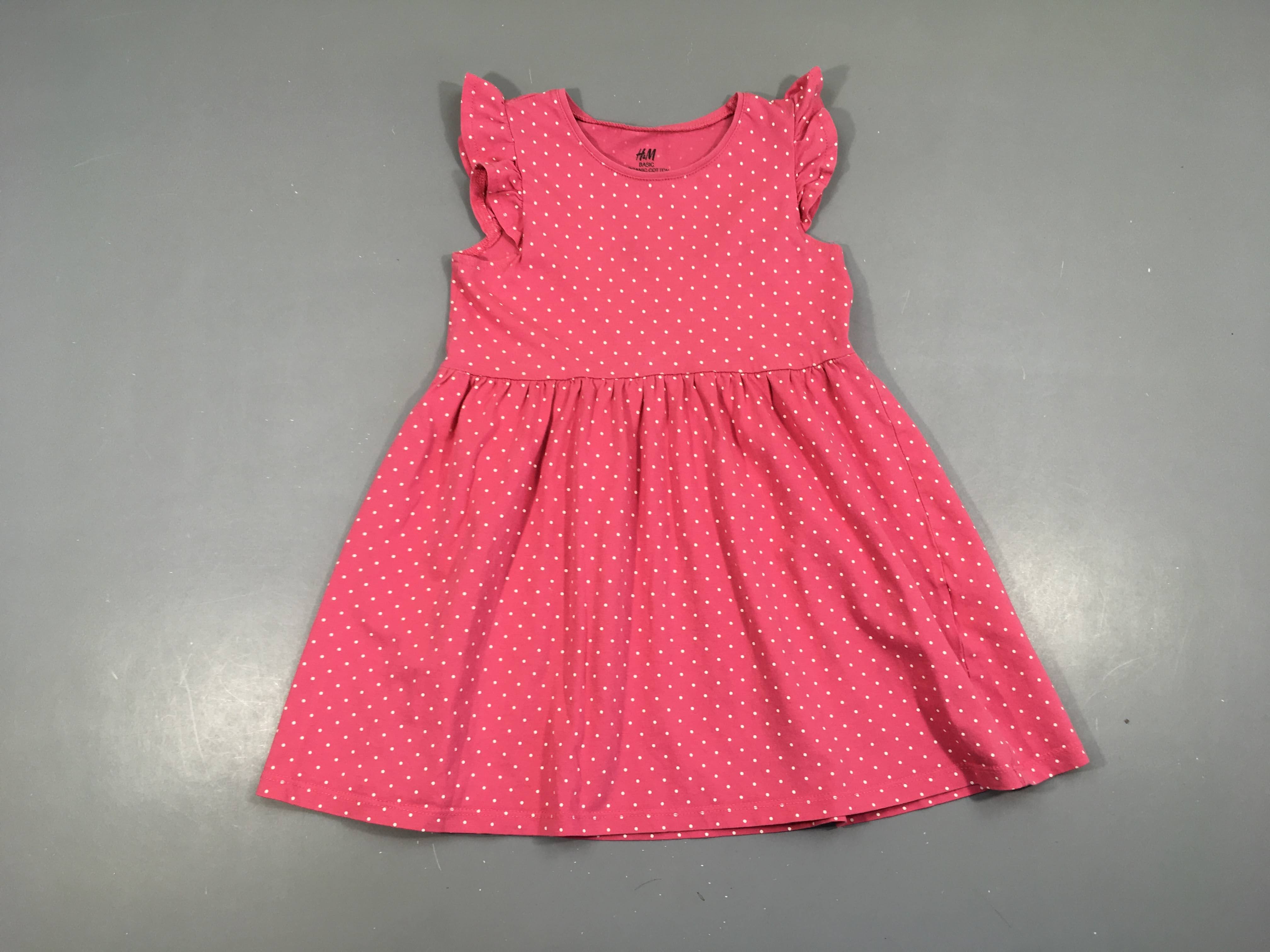 Robe m.c jersey rose pois blancs