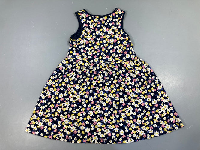 Robe s.m jersey bleu foncé fleurie, moins cher chez Petit Kiwi