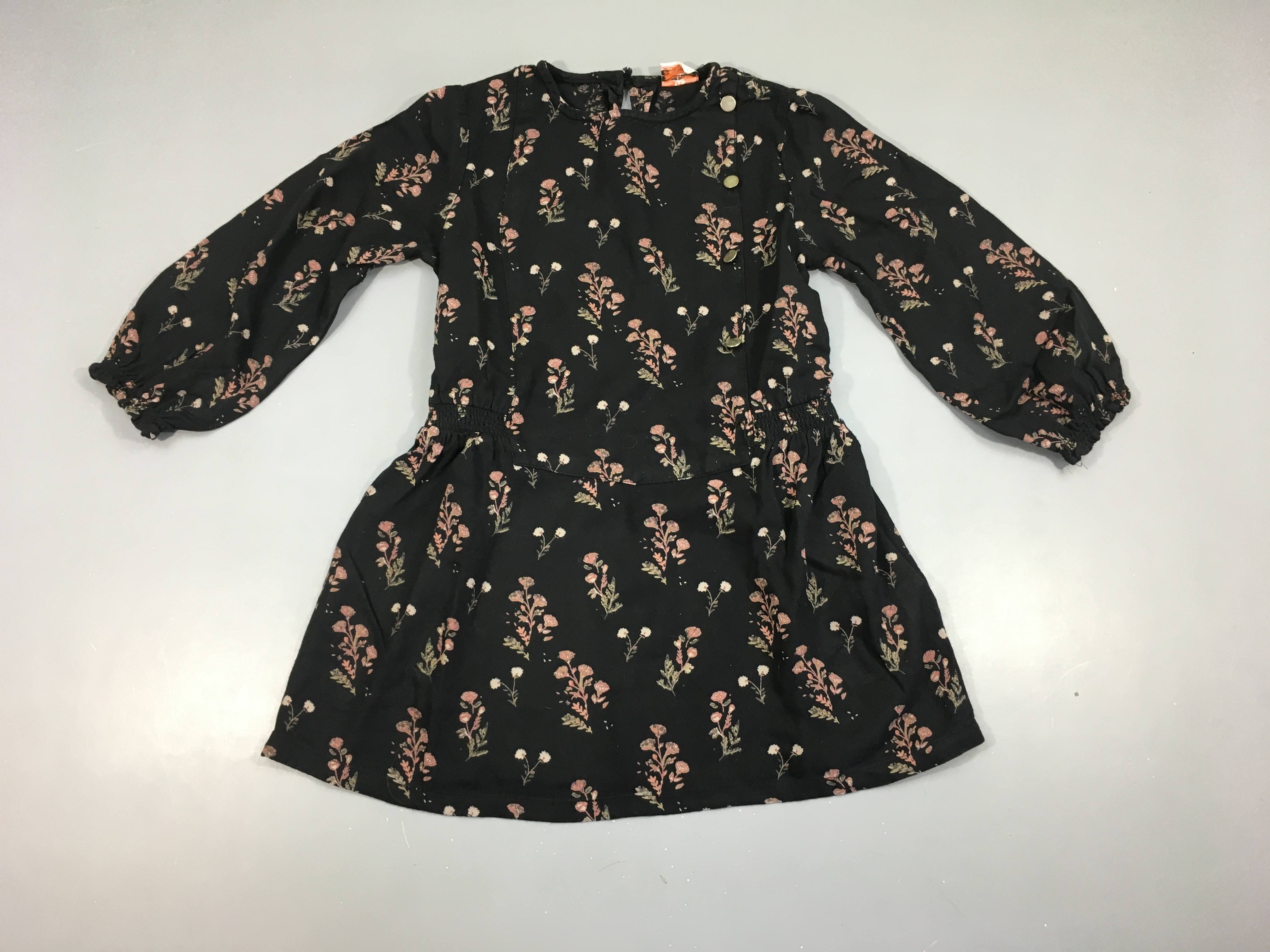 Robe m.l jersey noir fleuri