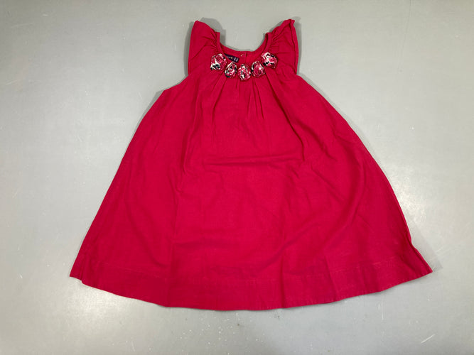 Robe s.m fuchia fleurs texturées, moins cher chez Petit Kiwi