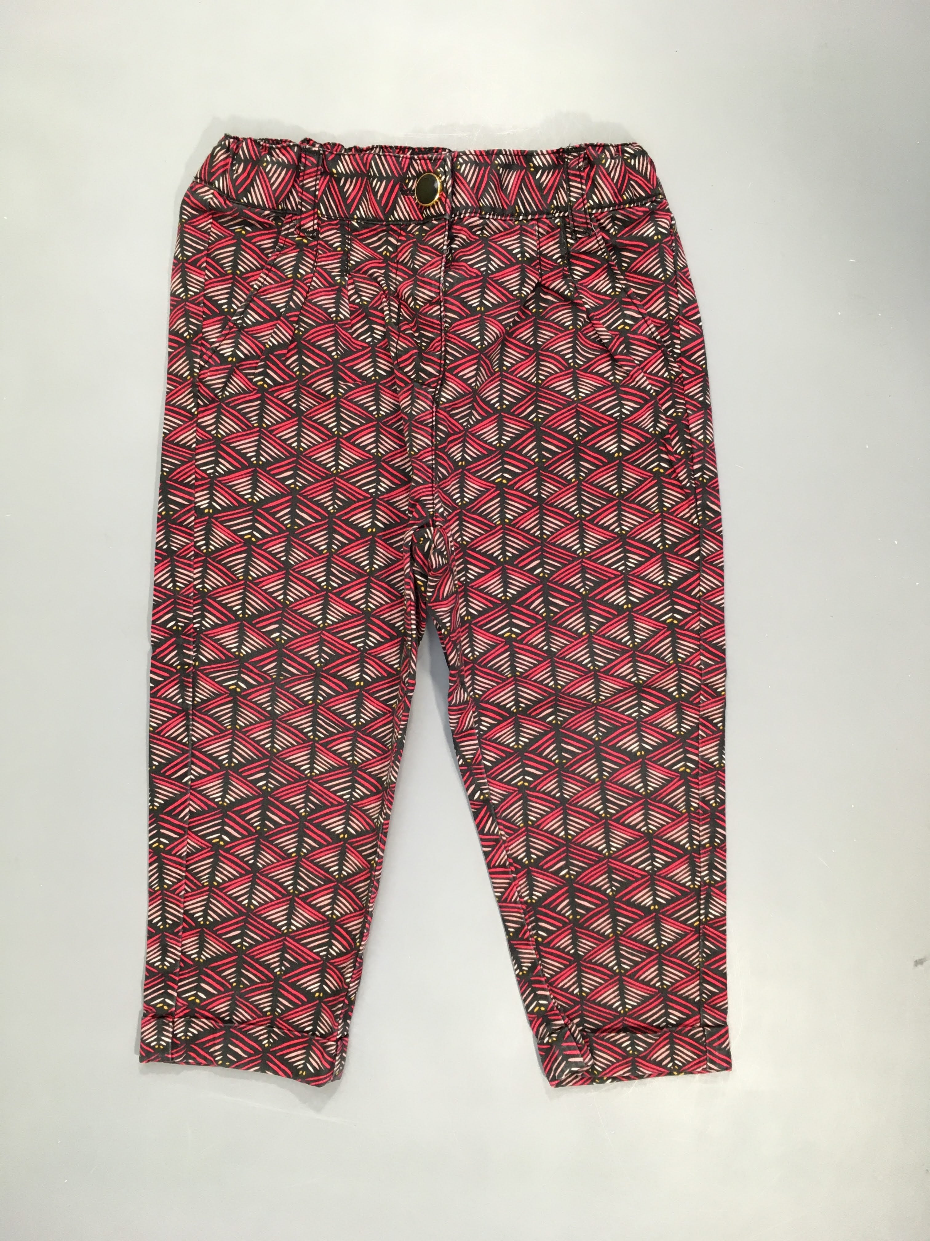 Pantalon fluide blanc motifs noir