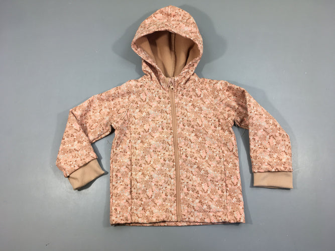 Veste à capuche softshell saumon fleuri, moins cher chez Petit Kiwi