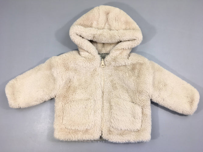 Doudoune peluche beige réversible Kaki clair, moins cher chez Petit Kiwi