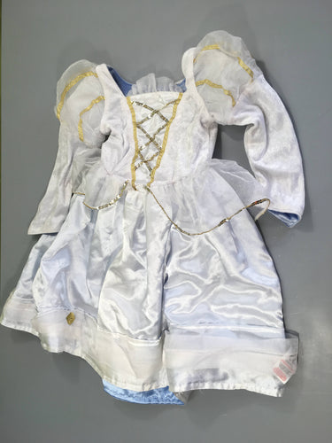 Déguisement robe réversible de princesse bi-matière velours blanc-sequins dorés/bleu, moins cher chez Petit Kiwi