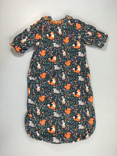 Sac de couchage réversible à manches amovibles velours bleu foret/jersey ocre, moins cher chez Petit Kiwi