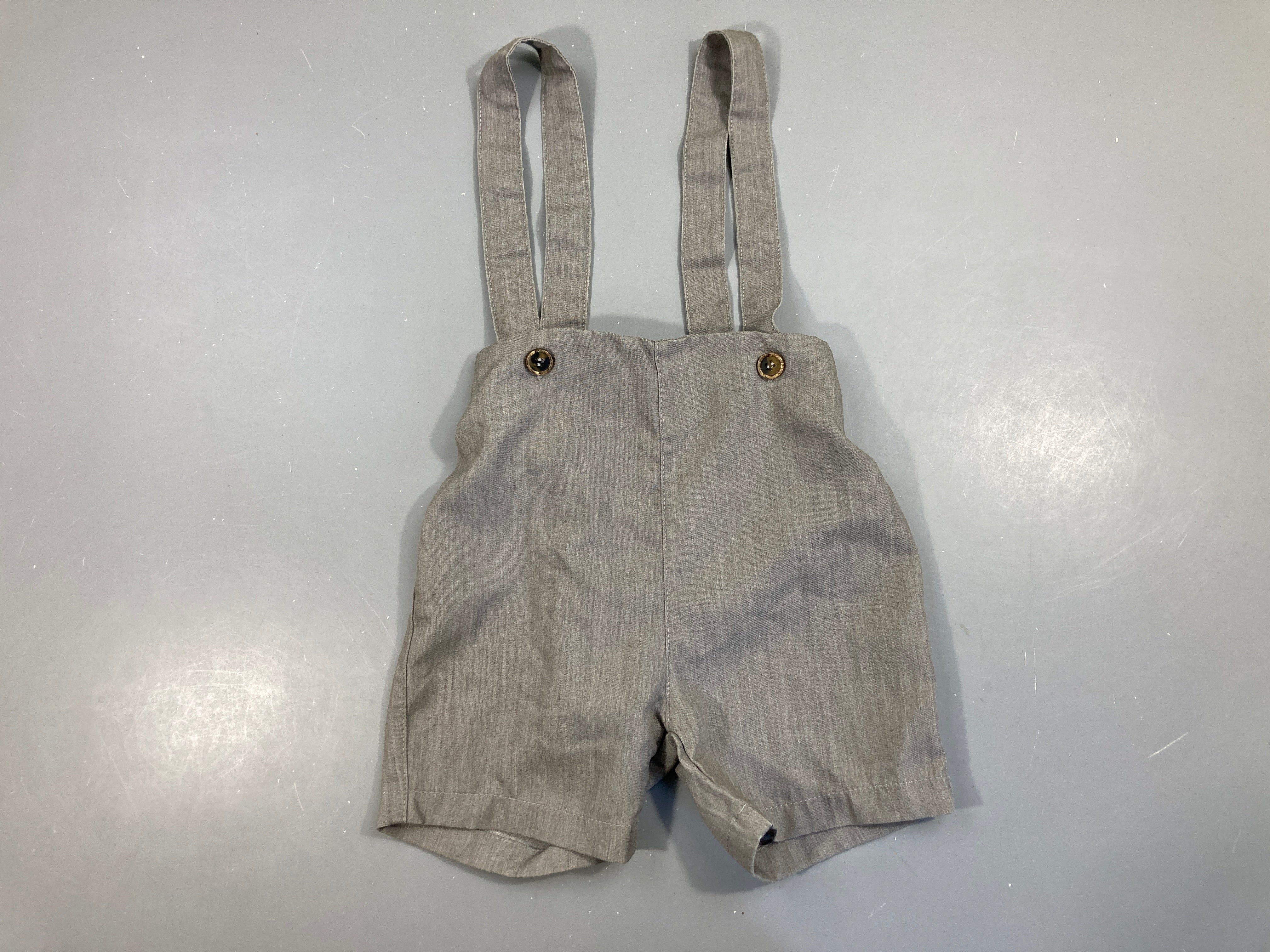 Salopette short coton gris chiné