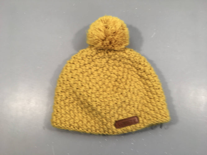 Bonnet mailles jaune pompon doublé Wed'ze, moins cher chez Petit Kiwi
