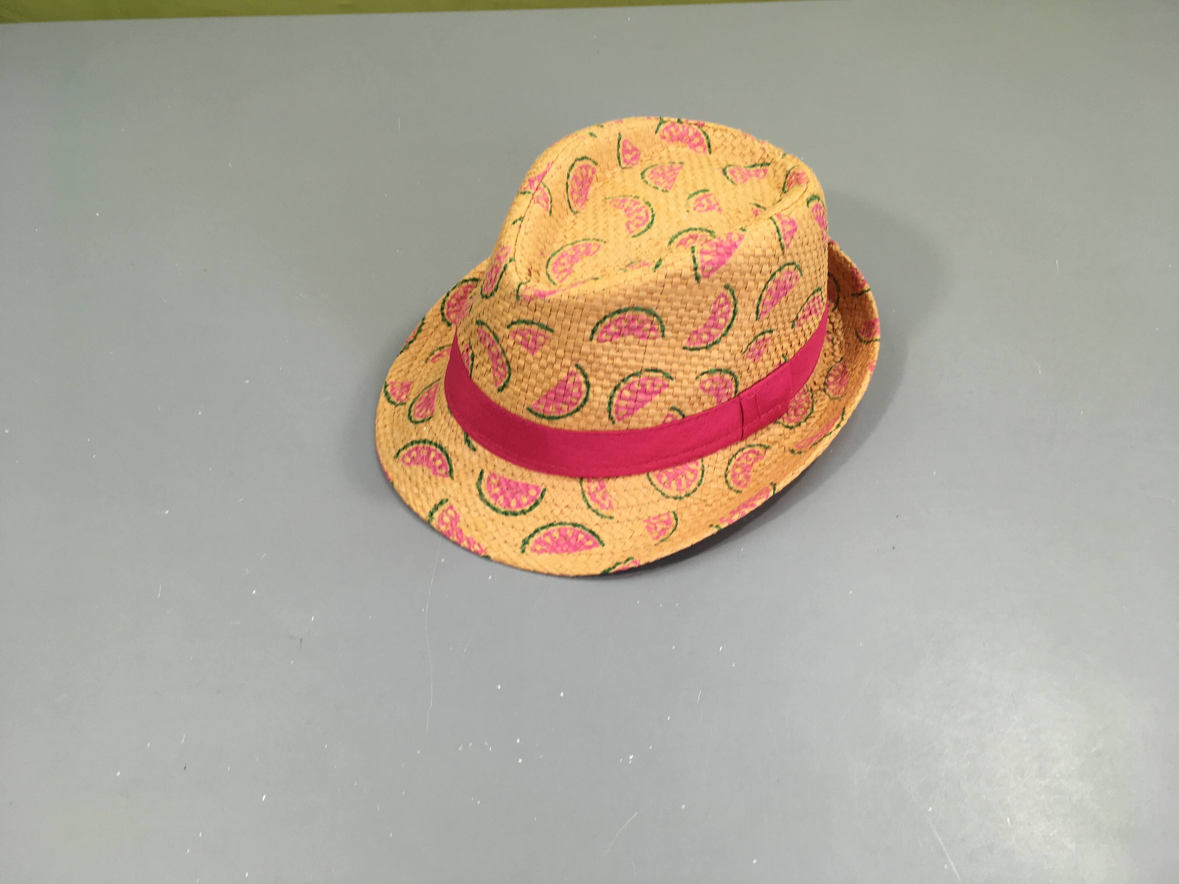 Chapeau fausse pailes patèques roses 54cm