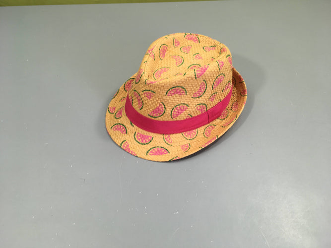 Chapeau fausse pailes patèques roses 54cm, moins cher chez Petit Kiwi