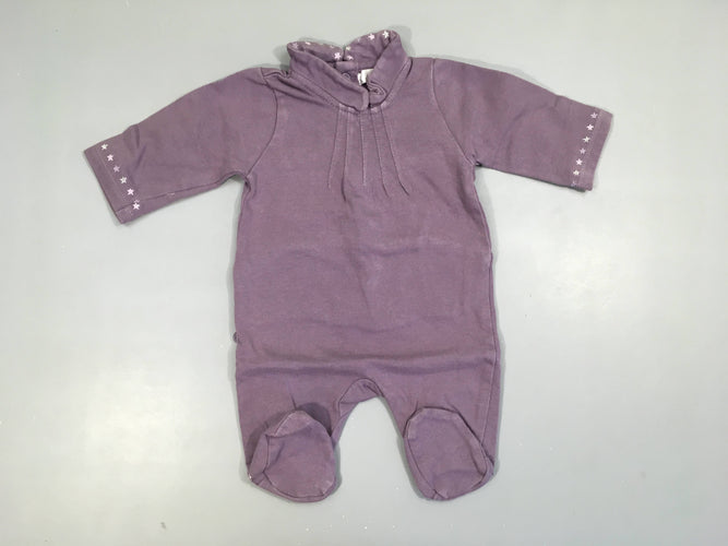 Pyjama jersey parme col légèrement bouloché, moins cher chez Petit Kiwi