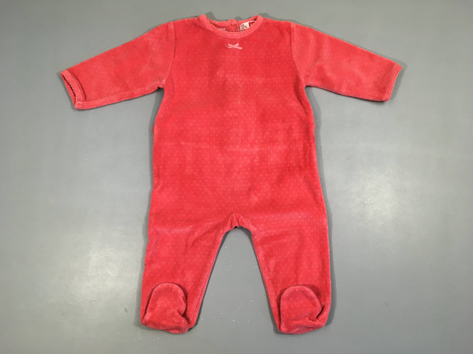 Pyjama velours rose pois, moins cher chez Petit Kiwi