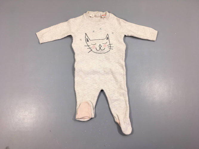 Combinaison texturée beige Chat étoiles grises, moins cher chez Petit Kiwi