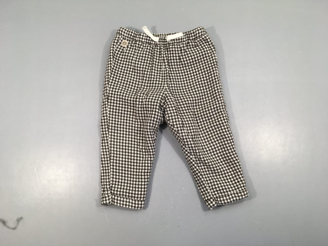 Pantalon chaud à carreaux noir&blanc doublé velours taille élastique, moins cher chez Petit Kiwi