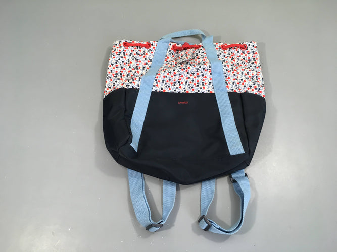 Sac à dos bleu-blanc-motifs rouge, moins cher chez Petit Kiwi