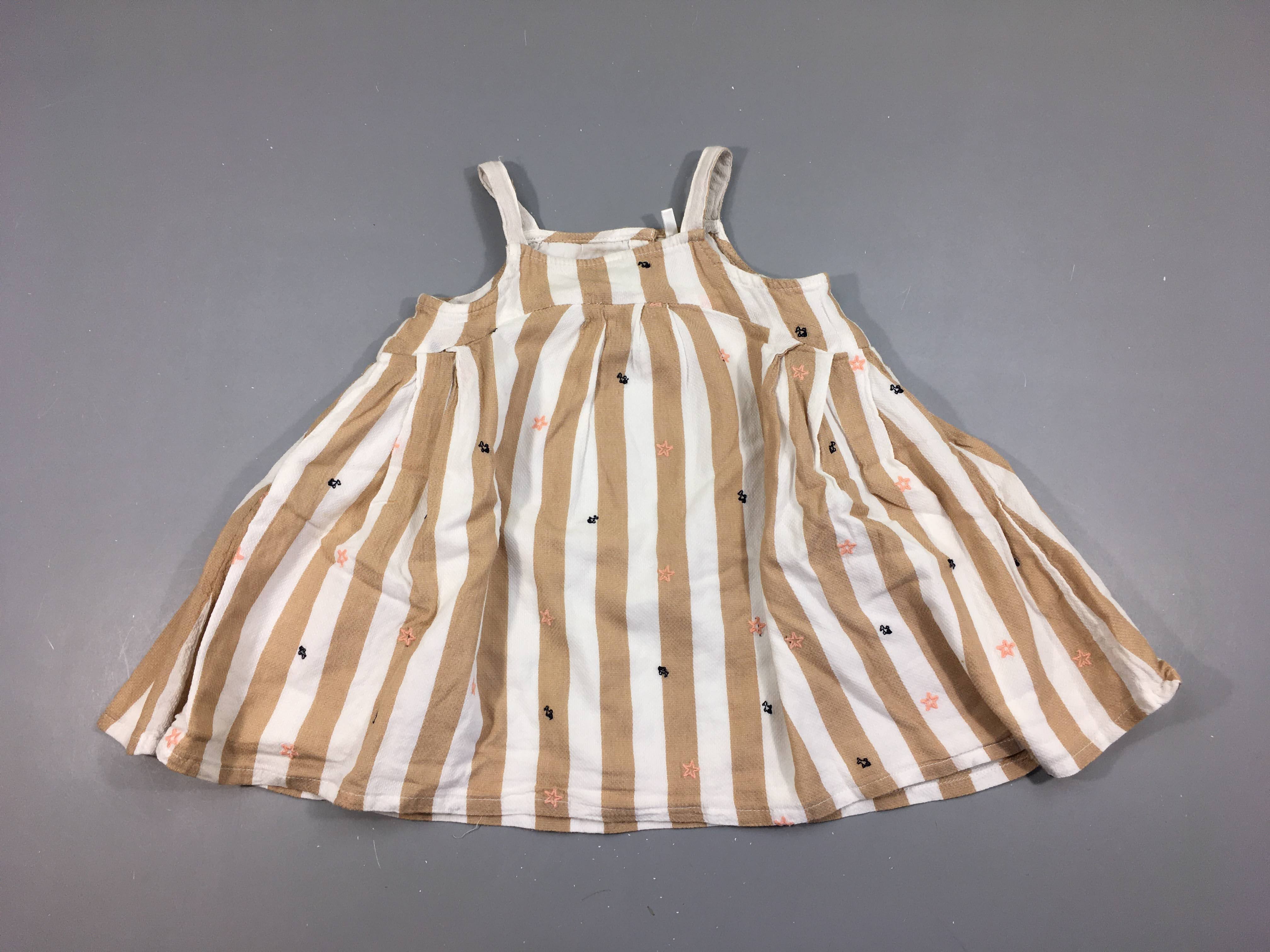 Robe s.m blanche lignée brun motifs texturé