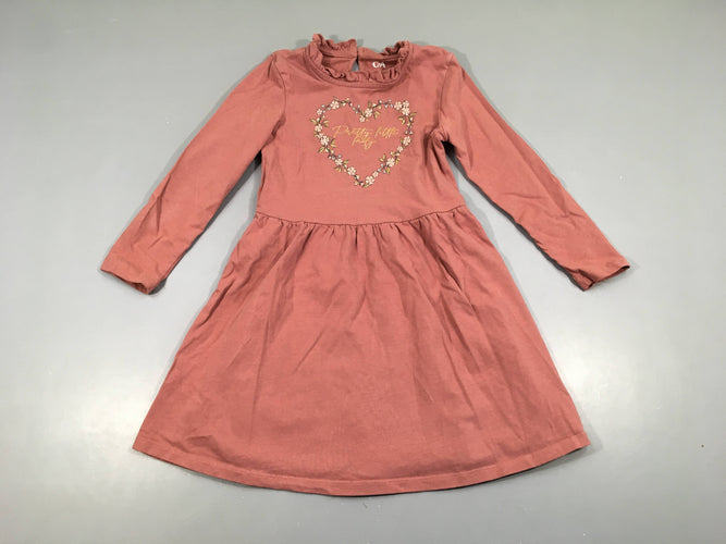 Robe m.l jersey vieux rose coeur, moins cher chez Petit Kiwi