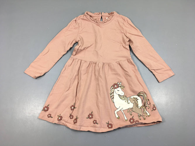 Robe m.l jersey vieux rose chevaux bas, moins cher chez Petit Kiwi