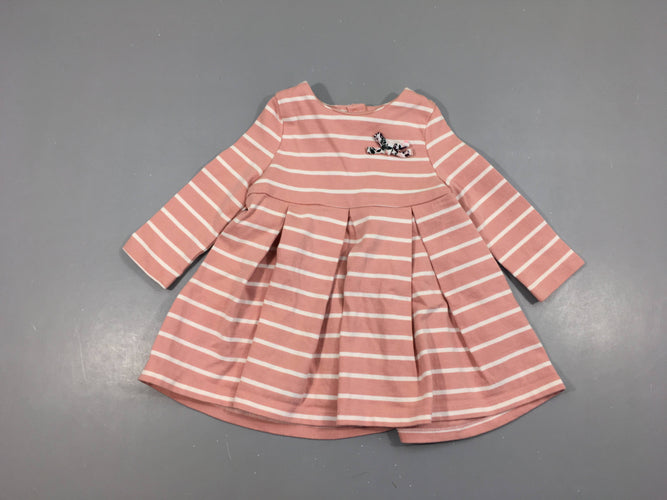Robe m.l molleton texturé rose clair rayé bl noeud, moins cher chez Petit Kiwi