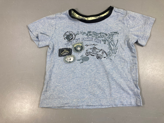T-shirt m.c bleu chiné auto, moins cher chez Petit Kiwi