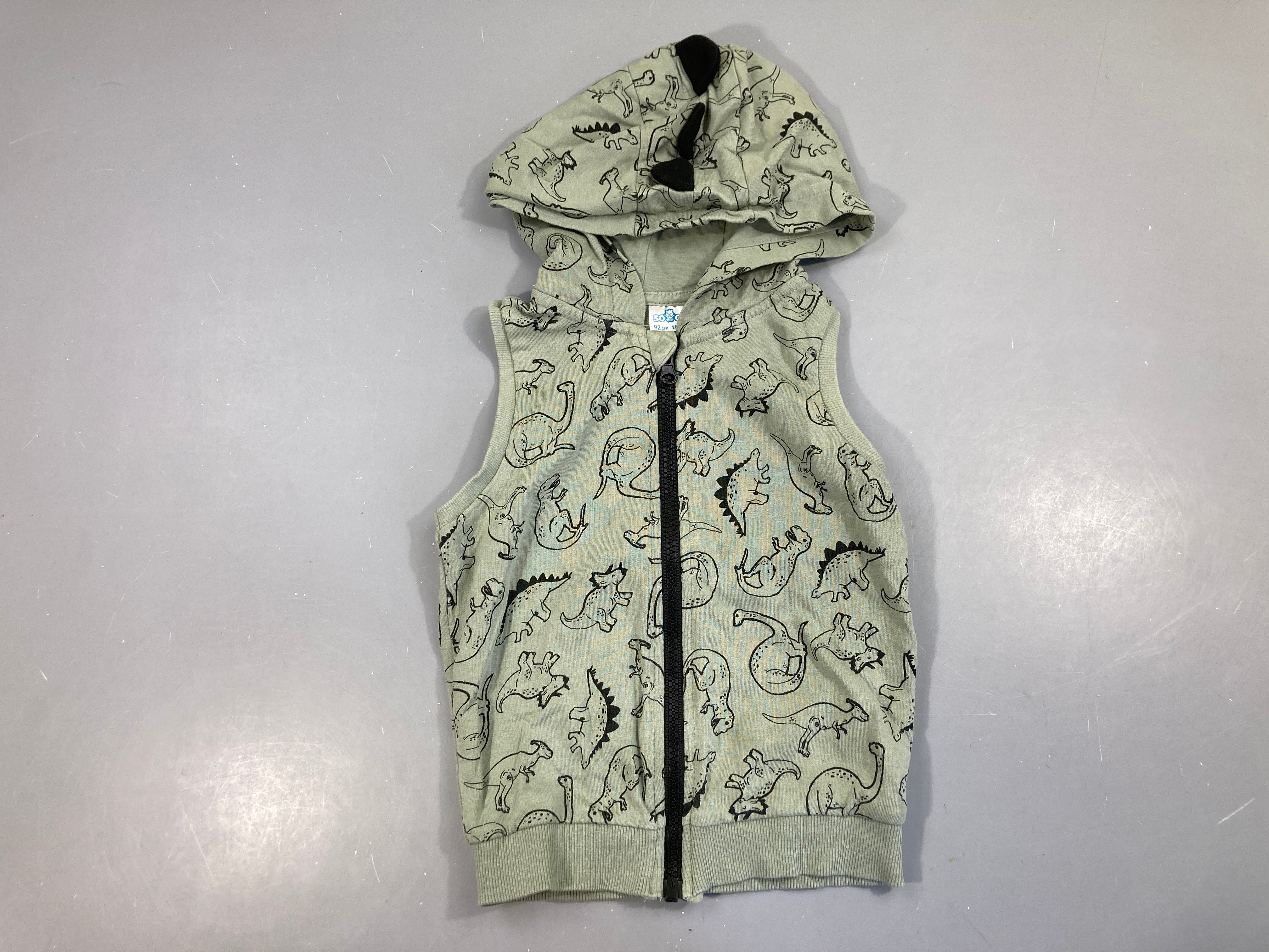 Sweat zippéà capuche s.m vert dinos
