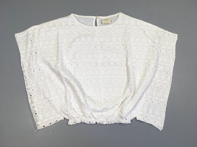 Blouse m.c blanche broderie, moins cher chez Petit Kiwi