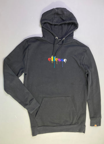 Sweat à capuche noir Ellesse "Baz" Paint Drip Logo Petite tache avant, moins cher chez Petit Kiwi